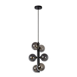 Lucide Tycho Retro Pendant Light 25.5Cm- 6Xg9 - Black - thumbnail 3