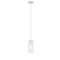 Luminosa Lighting Luminosa Modern Hanging Pendant Chrome 1 Light  With White, Clear Shade, E27 - thumbnail 2