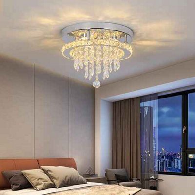 Round Dimmable Led Crystal Chandelier Ceiling Light For Living Room - image 1