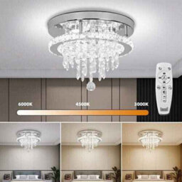 Round Dimmable Led Crystal Chandelier Ceiling Light For Living Room - thumbnail 5