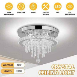 Round Dimmable Led Crystal Chandelier Ceiling Light For Living Room - thumbnail 4