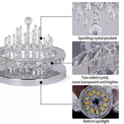 Round Dimmable Led Crystal Chandelier Ceiling Light For Living Room - thumbnail 6