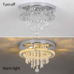 Round Dimmable Led Crystal Chandelier Ceiling Light For Living Room - thumbnail 2