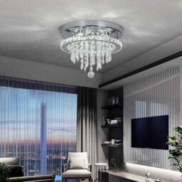 Round Dimmable Led Crystal Chandelier Ceiling Light For Living Room - thumbnail 9