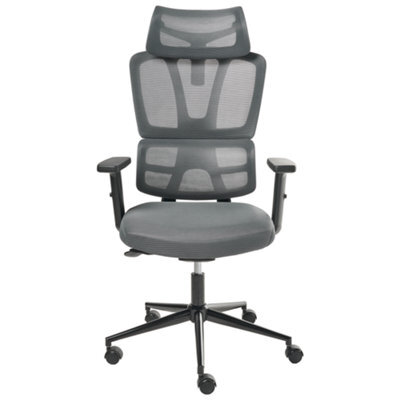 Wyld And Coco Novatech Ergonomic Office Chair Dark Grey Mesh With Adjustable Headrest And Armrests - image 1