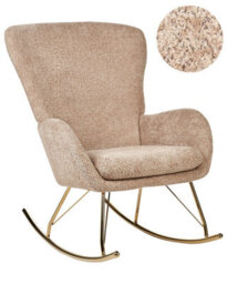 Wyld And Coco Casaluxe Beige Bouclé Rocking Armchair With Metal Legs, Retro Curved Silhouette, W74 X D99 X H99Cm - thumbnail 3