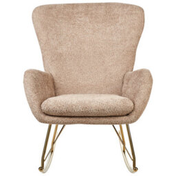 Wyld And Coco Casaluxe Beige Bouclé Rocking Armchair With Metal Legs, Retro Curved Silhouette, W74 X D99 X H99Cm - thumbnail 1