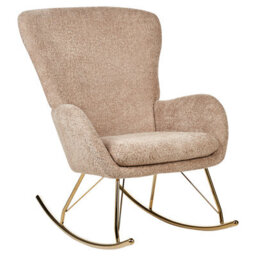 Wyld And Coco Casaluxe Beige Bouclé Rocking Armchair With Metal Legs, Retro Curved Silhouette, W74 X D99 X H99Cm - thumbnail 4