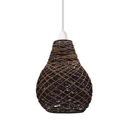Ledsone Retro Rattan Lampshade  Easy Fit E27, Industrial Ceiling Light Shade - image 1