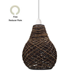 Ledsone Retro Rattan Lampshade  Easy Fit E27, Industrial Ceiling Light Shade - thumbnail 5