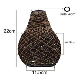 Ledsone Retro Rattan Lampshade  Easy Fit E27, Industrial Ceiling Light Shade - thumbnail 3