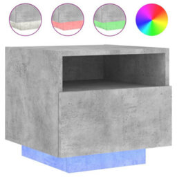 Vidaxl Bedside Cabinet With Led Lights Concrete Grey 40X39X37 Cm - thumbnail 2