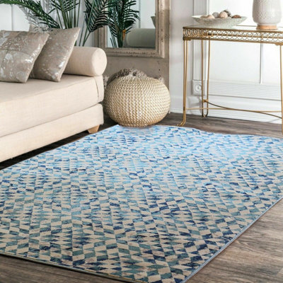 Aspect Furniture Kaleido Vintage Geometric Pattern Area Rug (Blue/cream, 120X170Cm) - image 1