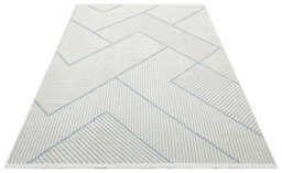 Light Blue Outdoor Rug, Geometric Striped Stain-Resistant Rug For Patio Decks, 3mm Modern Outdoor Area Rug-190Cm X 290Cm - thumbnail 7
