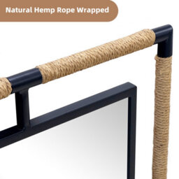 Artloge Black Iron Natural Rope 60X90Cm Wall Mirror Bathroom Vanity Mirror, Horizontal Vertical - thumbnail 9