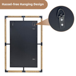 Artloge Black Iron Natural Rope 60X90Cm Wall Mirror Bathroom Vanity Mirror, Horizontal Vertical - thumbnail 7