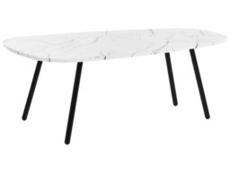 Wyld And Coco Novahome Oval Coffee Table 110X60 Cm - White Marble-Effect Top, Black Iron Legs - thumbnail 3