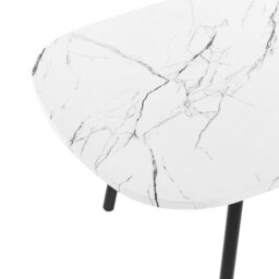 Wyld And Coco Novahome Oval Coffee Table 110X60 Cm - White Marble-Effect Top, Black Iron Legs - thumbnail 4