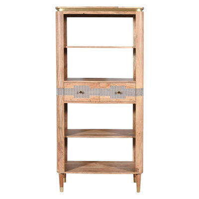 Buttercup Farm Wilton 2 Drawers Open Bookcase - Acacia Wood - L40 X W85 X H180 Cm - image 1