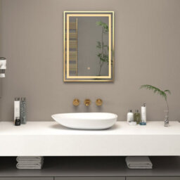 Royal Bathrooms Oslo 500 X 700mm Brushed Brass Led Framed Rectangle Bathroom Led Mirror With Demister Pad & Touch Sensor - thumbnail 9