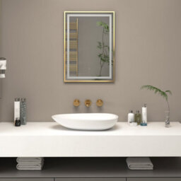 Royal Bathrooms Oslo 500 X 700mm Brushed Brass Led Framed Rectangle Bathroom Led Mirror With Demister Pad & Touch Sensor - thumbnail 3