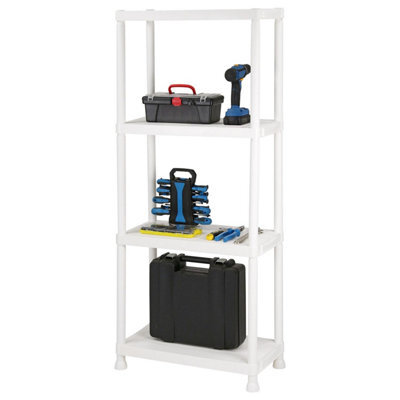 Taylor & Brown 4 Tier Heavy Duty White Plastic Storage Shelving Unitwide Shelves For Garage, Shed, Pantry, Home & Office - image 1