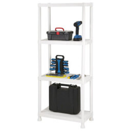 Taylor & Brown 4 Tier Heavy Duty White Plastic Storage Shelving Unitwide Shelves For Garage, Shed, Pantry, Home & Office - thumbnail 1