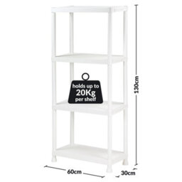 Taylor & Brown 4 Tier Heavy Duty White Plastic Storage Shelving Unitwide Shelves For Garage, Shed, Pantry, Home & Office - thumbnail 6