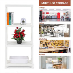 Taylor & Brown 4 Tier Heavy Duty White Plastic Storage Shelving Unitwide Shelves For Garage, Shed, Pantry, Home & Office - thumbnail 7
