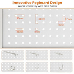 Gainoom 6-Panel White Pegboard Room Divider 167 Cm Tall Foldable Privacy Screen - thumbnail 6