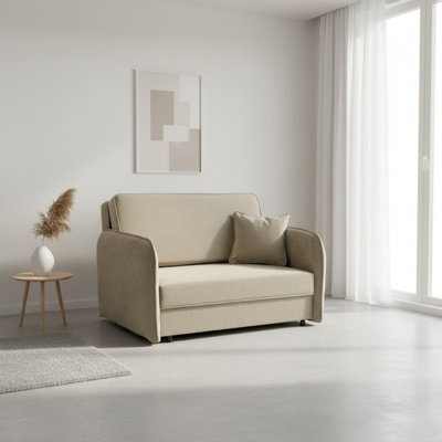 Viva Loft Ii Sofa Bed With Sleep Function Storage Container Chipboard Wooden Frame Metal Legs 127Cm Width Beige - image 1