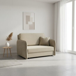 Viva Loft Ii Sofa Bed With Sleep Function Storage Container Chipboard Wooden Frame Metal Legs 127Cm Width Beige - thumbnail 1