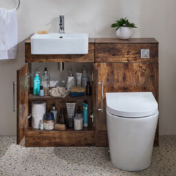 Homestylestore 1050mm Dark Oak Bathroom Combination Vanity Toilet Unit With Chrome T Bar Handle - thumbnail 1