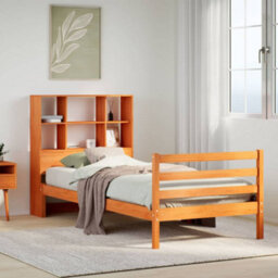 Berkfield Bookcase Bed Without Mattress Wax Brown 75X190 Cm Small Single Solid Wood - thumbnail 1