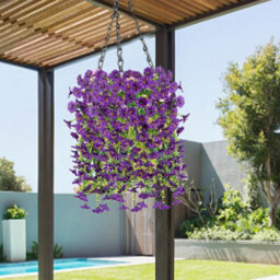Artificial Petunia Flowers For Outdoor Use, 2 Pieces Faux Petunias, Hanging Artificial Flowers, Uv Resistant For Balcony, Porch - thumbnail 4