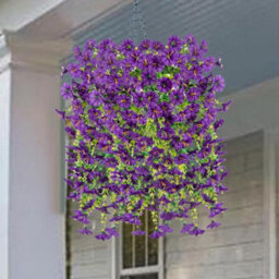 Artificial Petunia Flowers For Outdoor Use, 2 Pieces Faux Petunias, Hanging Artificial Flowers, Uv Resistant For Balcony, Porch - thumbnail 6