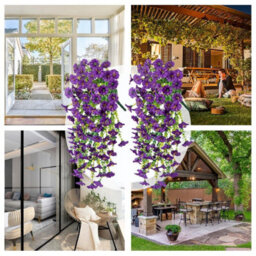 Artificial Petunia Flowers For Outdoor Use, 2 Pieces Faux Petunias, Hanging Artificial Flowers, Uv Resistant For Balcony, Porch - thumbnail 9