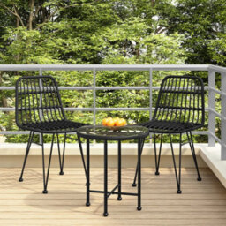 Garden Chairs 2 Pcs Black 48X62X84 Cm Pe Rattan - thumbnail 1