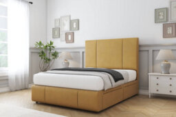 "Sloomy Lisbon Mustard Plush Divan Bed Set 2 Drawers Right Side - 54"" Floor Standing   & 12"" Footboard 3' Single" - thumbnail 2
