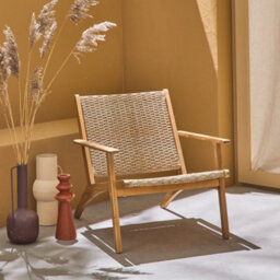Sweeek - Wooden Accent Chair In Resin Belize Natural 62X78X67 Cm - thumbnail 1