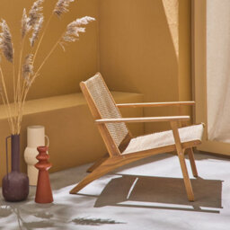 Sweeek - Wooden Accent Chair In Resin Belize Natural 62X78X67 Cm - thumbnail 5