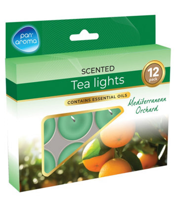 Pack Of 12 Mediterranean Orchard Scented Colour Tea-Lights