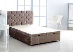 Comfy Deluxe 2Ft6 Small Single Truffle Crush Velvet Foot Lift Ottoman Bed With Headboard & Mattress - thumbnail 3