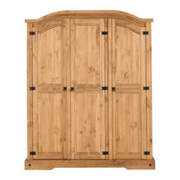 Seconique Corona 3 Door Wardrobe Distressed Waxed Pine - thumbnail 3