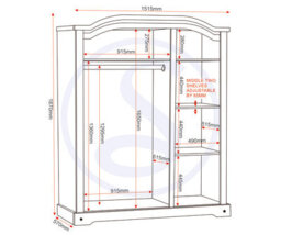 Seconique Corona 3 Door Wardrobe Distressed Waxed Pine - thumbnail 9