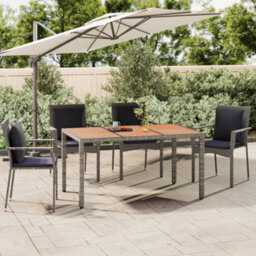 Berkfield Garden Table With Wooden Top Grey Poly Rattan&solid Wood Acacia - thumbnail 1