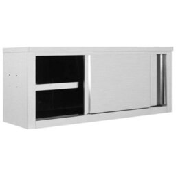 Vidaxl Kitchen Wall Cabinet With Sliding Doors 120X40X50 Cm Stainless Steel - thumbnail 2