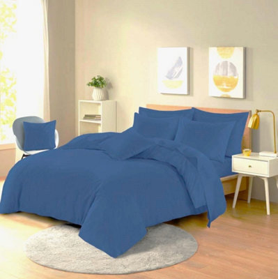 Homes & Linen Easy Care Poly-Cotton Plain Dyed Duvet Cover Set