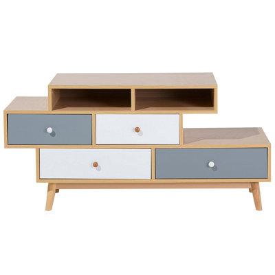 Wyld And Coco Nordicnest Sideboard Brown - Asymmetric 4 Drawers 2 Shelves, Matt Finish - image 1