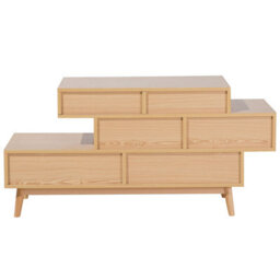 Wyld And Coco Nordicnest Sideboard Brown - Asymmetric 4 Drawers 2 Shelves, Matt Finish - thumbnail 6